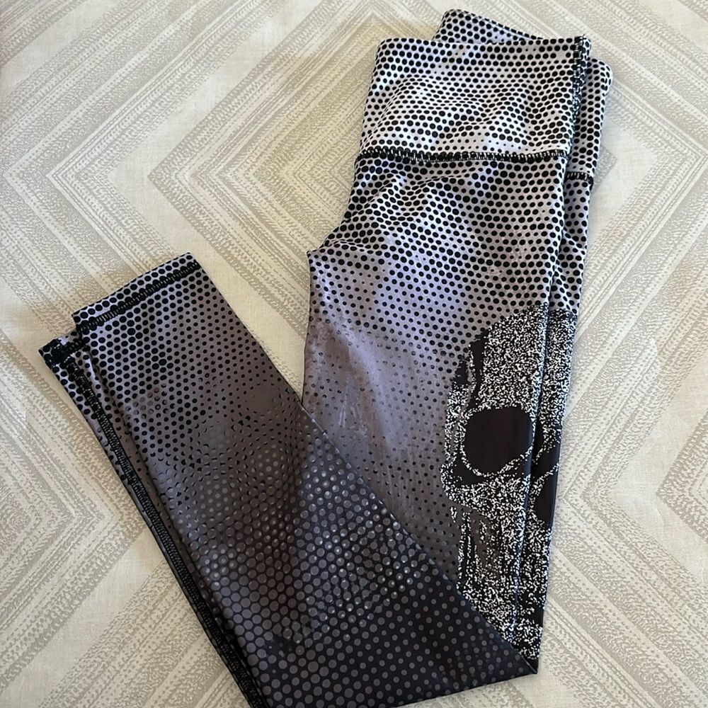 Playground Women’s Polka Dot and Skull Print High Waist Leggings, Size XS & S
